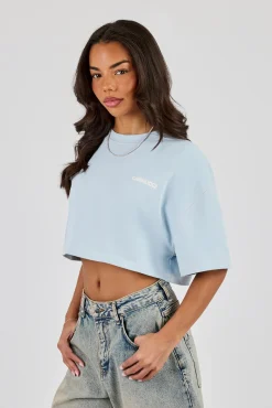 Brazillian Back Puff Print Cropped T-Shirt - Baby Blue