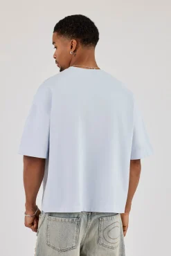 Brazillian Puff Print Boxy T-Shirt - Light Blue