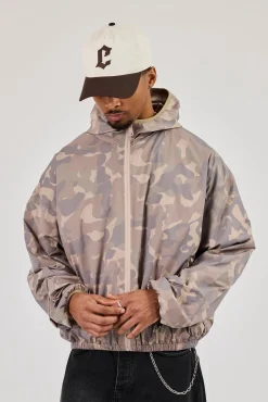 Camo Nylon Hooded Jacket - Camo