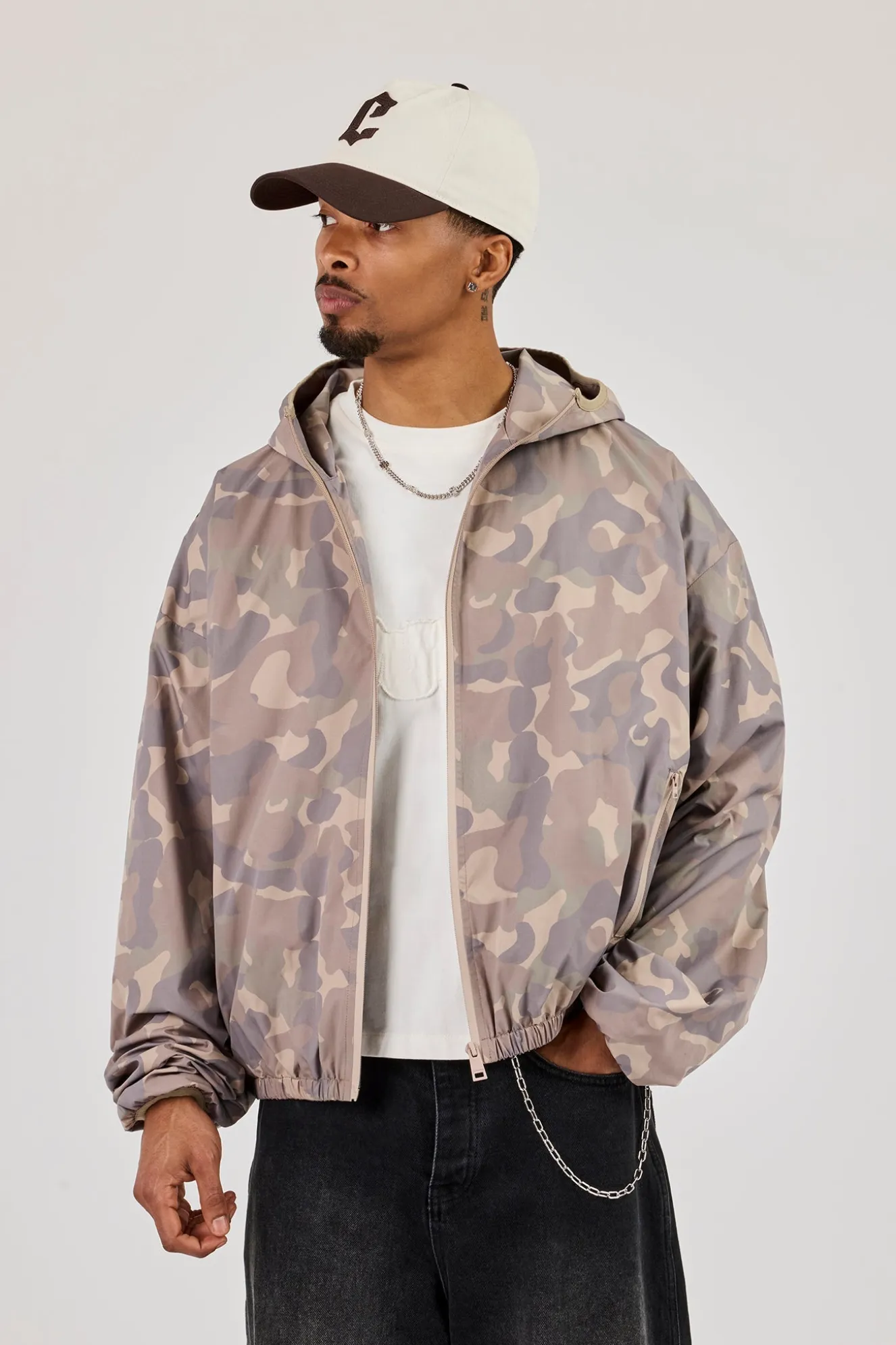 Camo Nylon Hooded Jacket - Camo