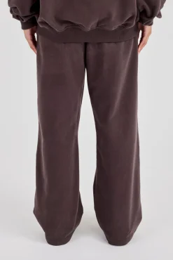 C Embroidered Wide Leg Jogger - Coffee