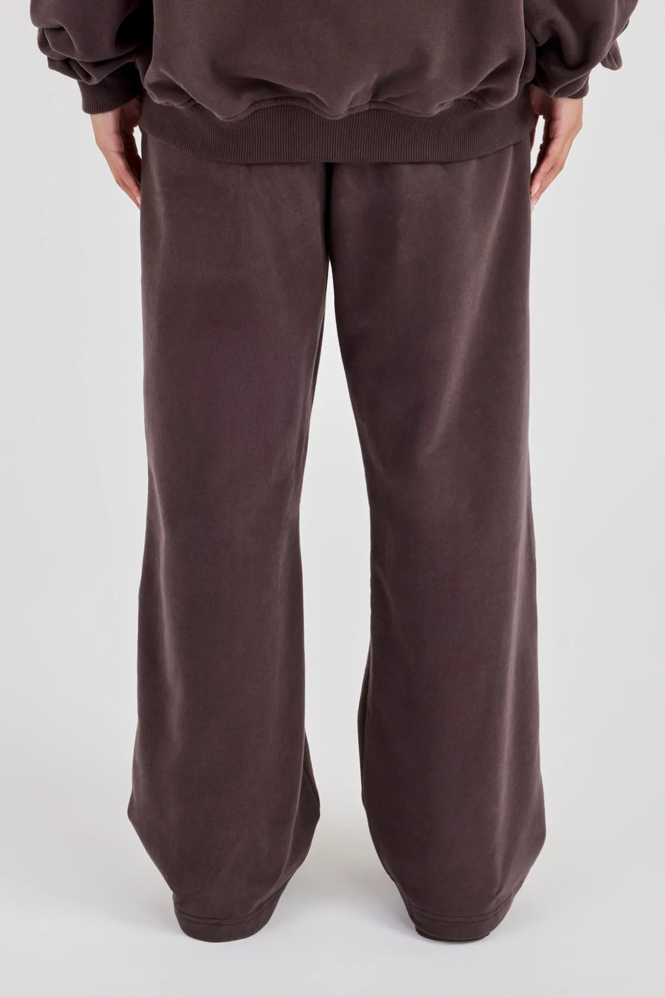 C Embroidered Wide Leg Jogger - Coffee