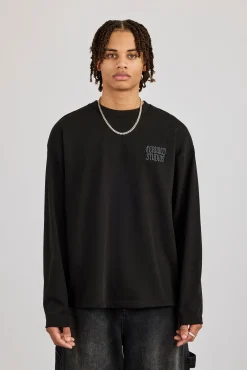 Cernucci Back Print Long Sleeve T-Shirt - Black