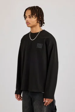 Cernucci Back Print Long Sleeve T-Shirt - Black