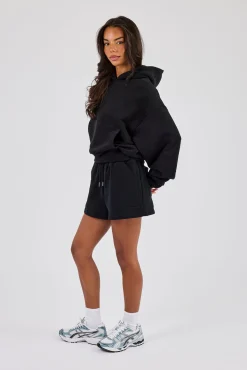 Cernucci Bubble Boxy Hoodie & Embroidered Short - Black