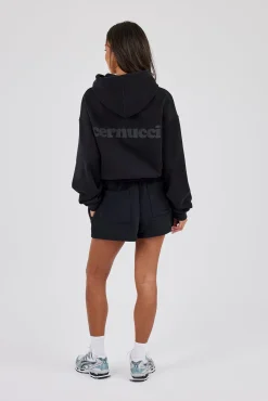 Cernucci Bubble Boxy Hoodie & Embroidered Short - Black