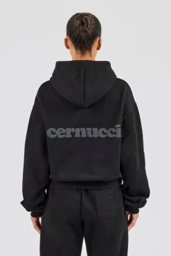 Cernucci Bubble Boxy Hoodie & Wide Leg Jogger - Black