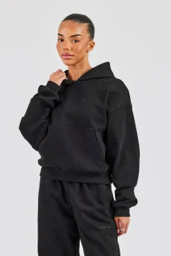 Cernucci Bubble Boxy Hoodie & Wide Leg Jogger - Black