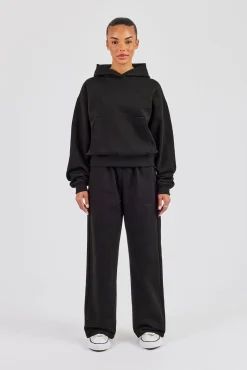 Cernucci Bubble Boxy Hoodie & Wide Leg Jogger - Black