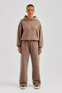 Cernucci Bubble Boxy Hoodie & Wide Leg Jogger - Taupe