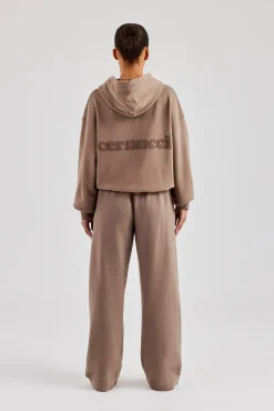 Cernucci Bubble Boxy Hoodie & Wide Leg Jogger - Taupe