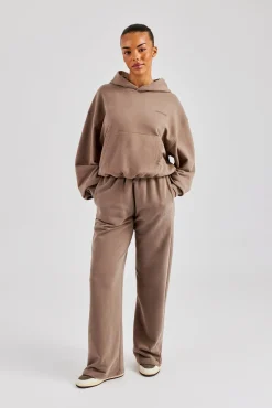 Cernucci Bubble Boxy Hoodie & Wide Leg Jogger - Taupe