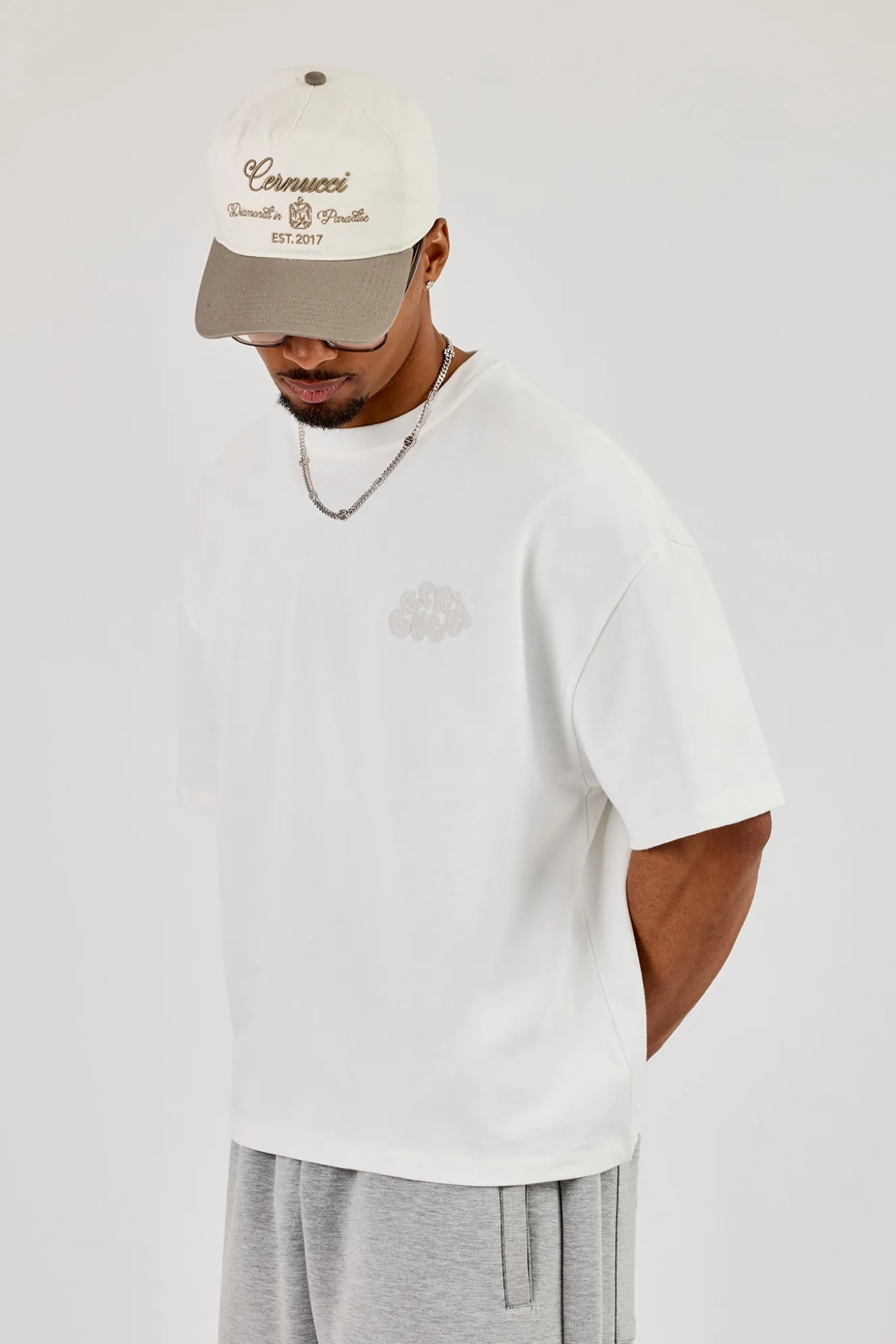 Cernucci Chain Stitch Boxy T-Shirt - Off White