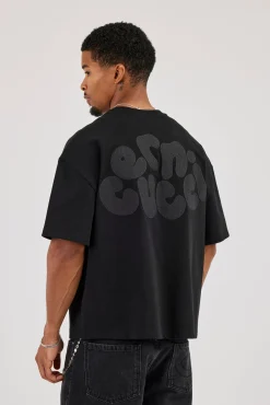 Cernucci Chain Stitch Boxy T-Shirt - Black