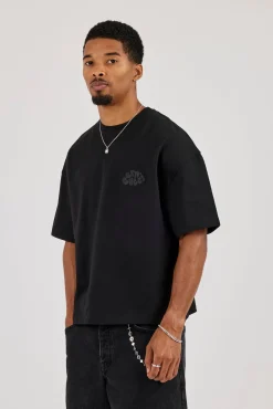 Cernucci Chain Stitch Boxy T-Shirt - Black
