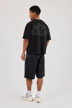 Cernucci Chain Stitch Boxy T-Shirt - Black
