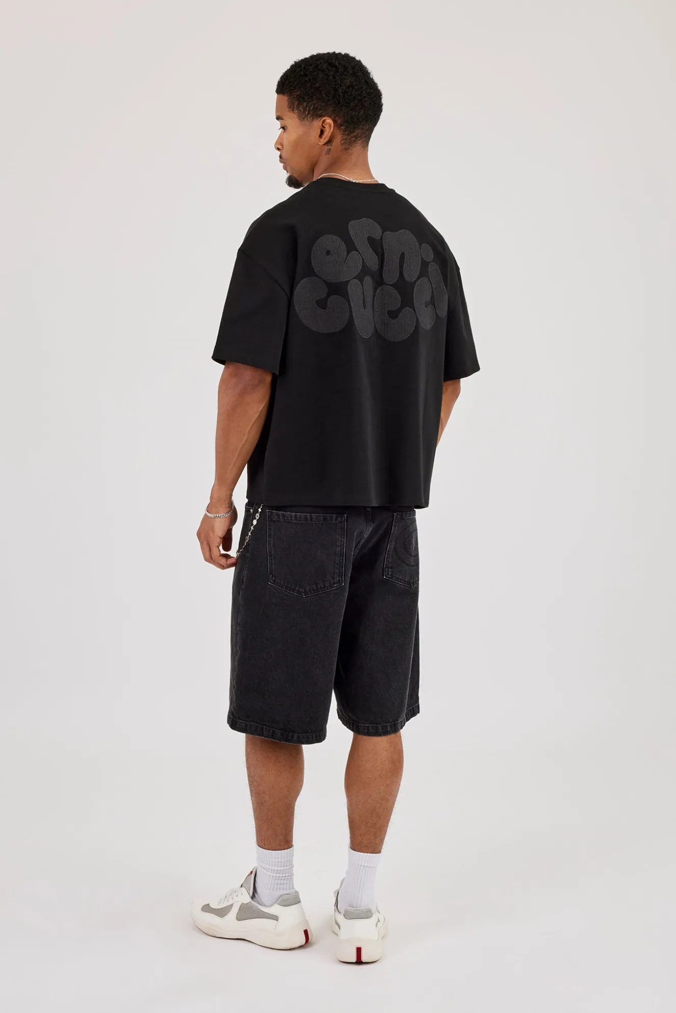 Cernucci Chain Stitch Boxy T-Shirt - Black