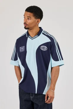 Cernucci Contrast Panel Football Top - Navy