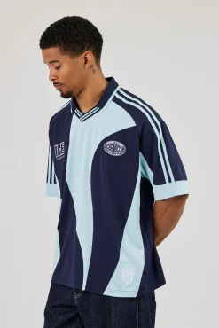 Cernucci Contrast Panel Football Top - Navy