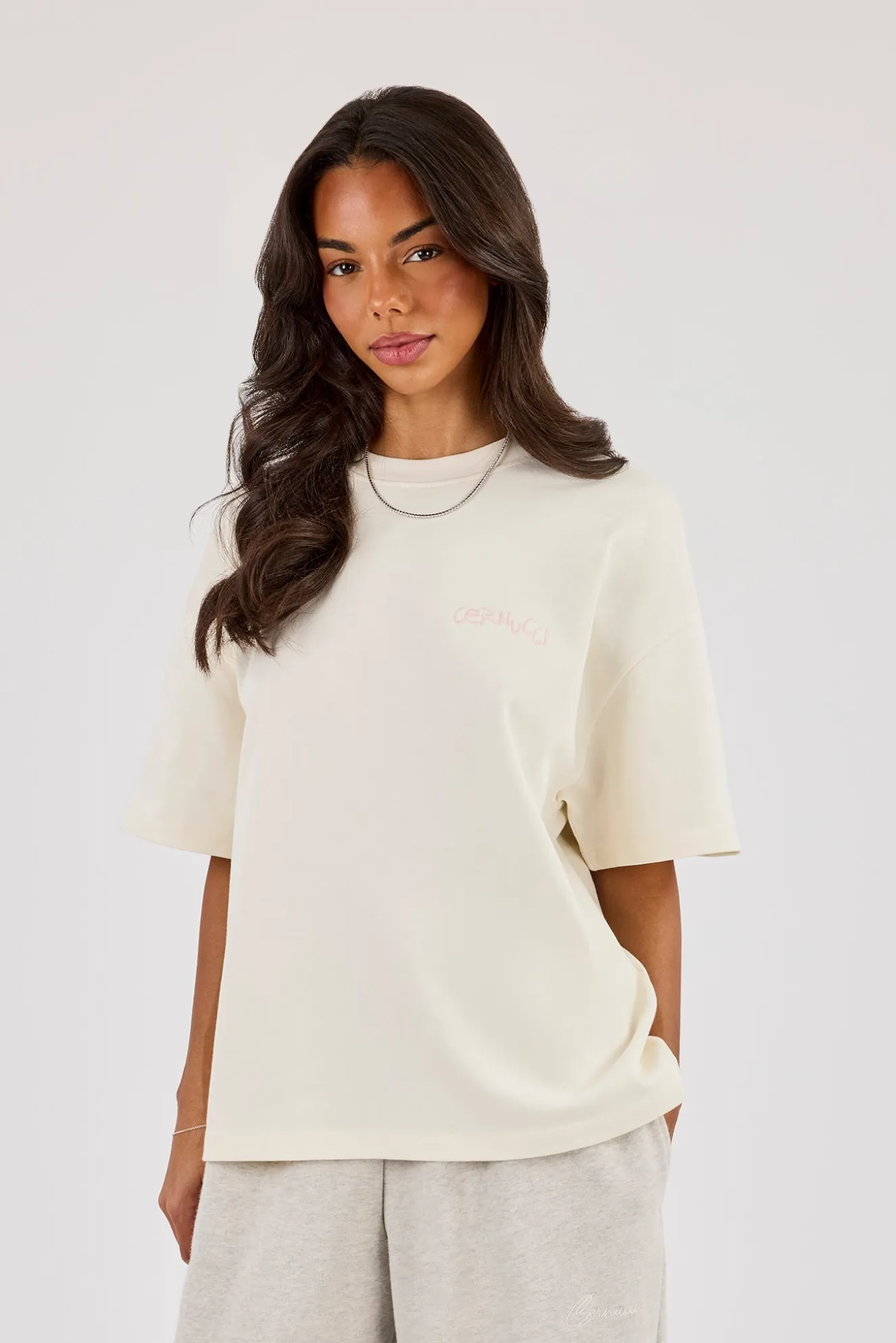 Cernucci 2017 Cracked Print Oversized T-Shirt - Off White