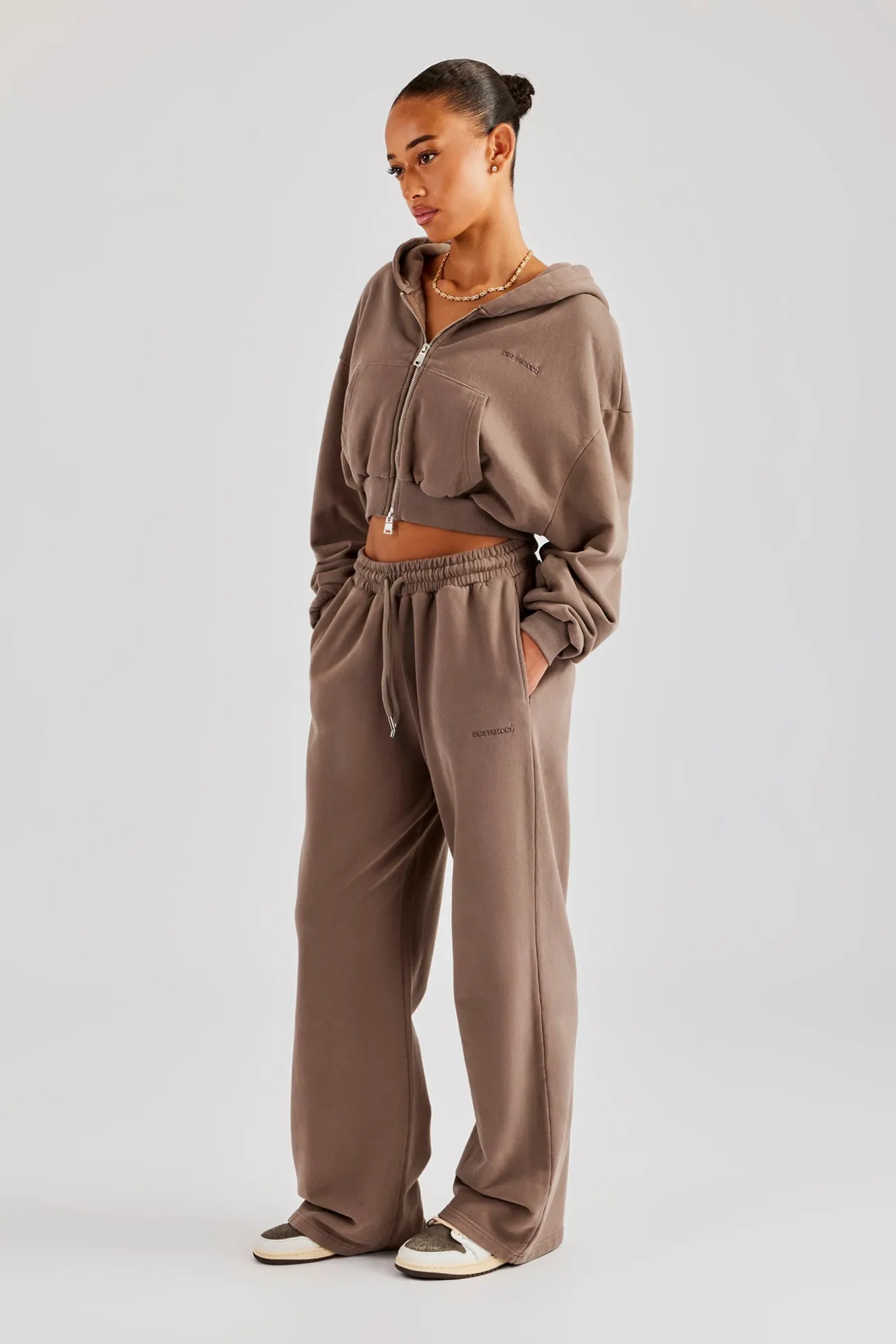 Cernucci Cropped Zip Through Tracksuit - Taupe