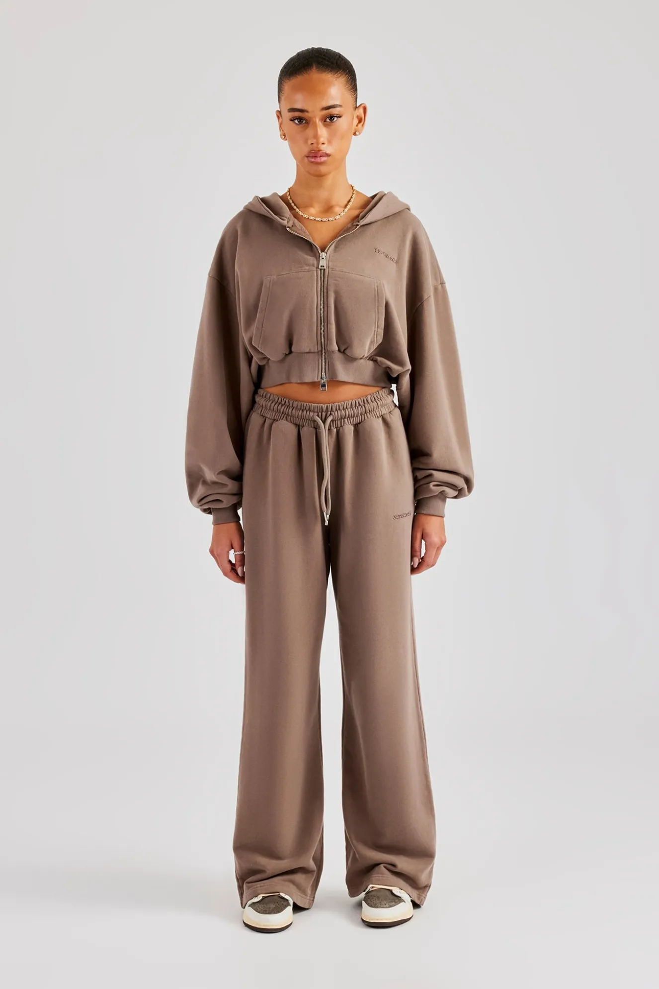 Cernucci Cropped Zip Through Tracksuit - Taupe