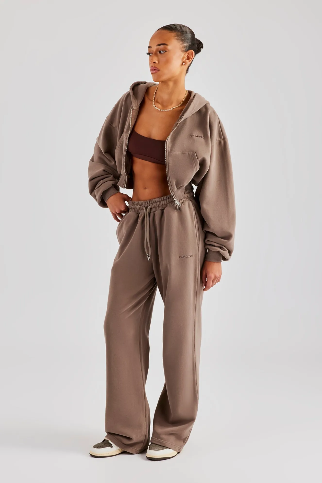 Cernucci Cropped Zip Through Tracksuit - Taupe