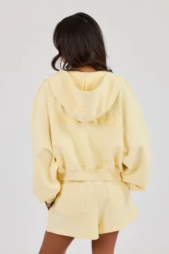 Cernucci Cropped Zip Through Hoodie - Lemon