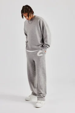 Cernucci Fluffy Intarsia Sweater & Jogger - Grey