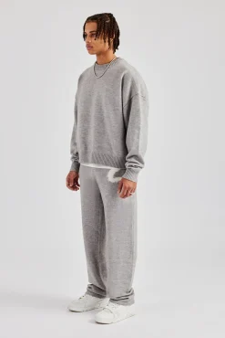Cernucci Fluffy Intarsia Sweater & Jogger - Grey