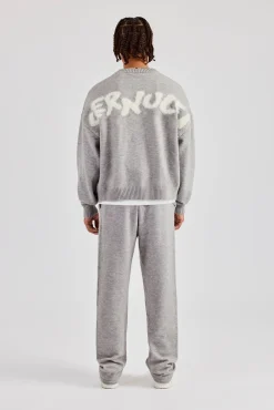 Cernucci Fluffy Intarsia Sweater & Jogger - Grey