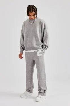 Cernucci Fluffy Intarsia Sweater & Jogger - Grey