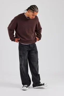 Cernucci Fluffy Intarsia Sweater - Chocolate