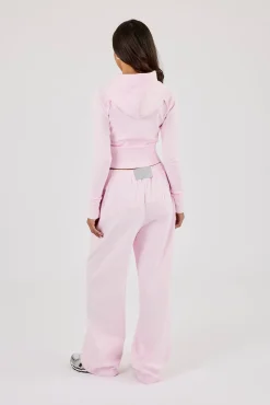 Cernucci Gothic Applique Fitted Zip Through Hoodie & Wide Leg Jogger - Pink