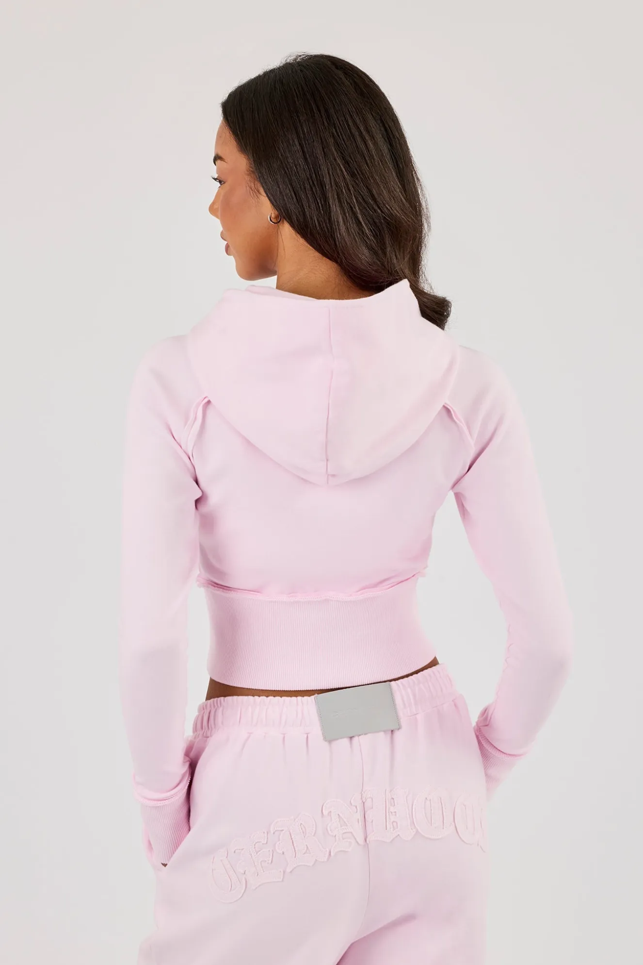 Cernucci Gothic Applique Fitted Zip Through Hoodie - Pink