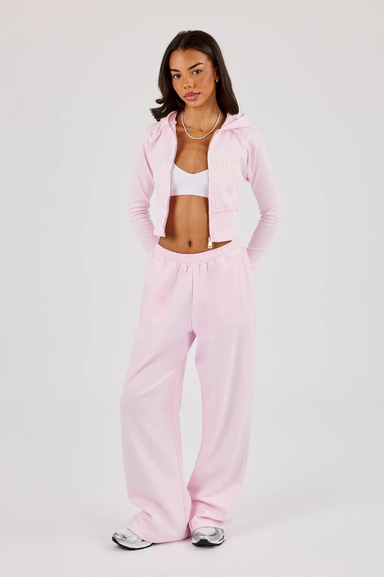 Cernucci Gothic Applique Fitted Zip Through Hoodie - Pink