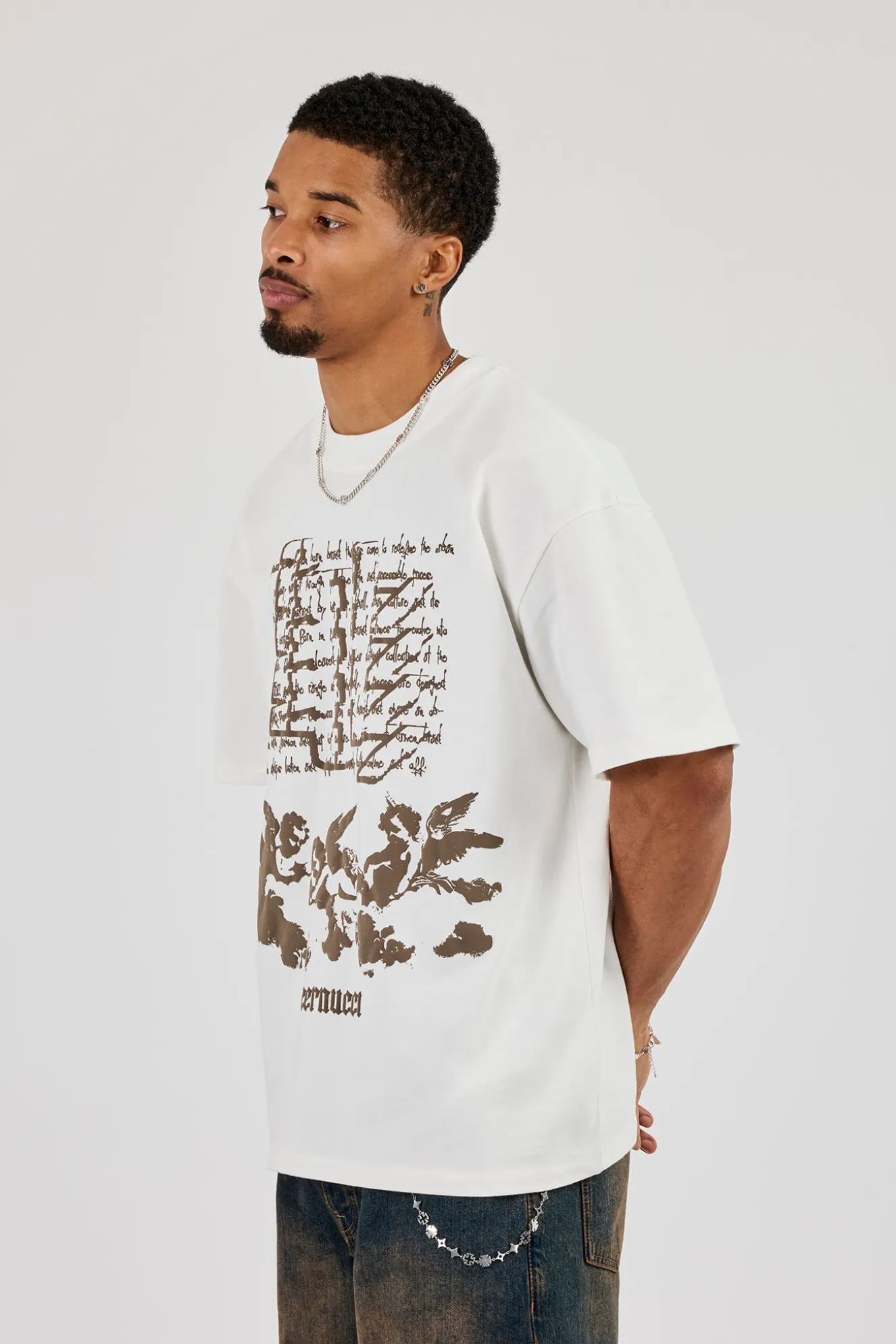 Cernucci Matte PU Oversized T-Shirt - Off White