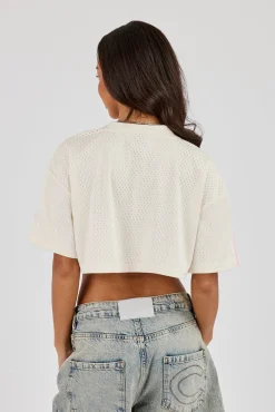 Cernucci 86 Mesh Super Cropped T-Shirt - Off White