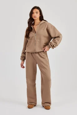 Cernucci Oversized Zip Through Hoodie - Taupe