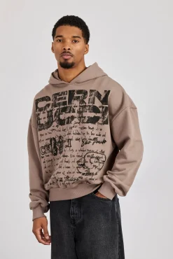 Cernucci Stacked Boxy Hoodie - Taupe