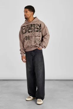 Cernucci Stacked Boxy Hoodie - Taupe