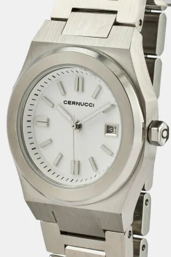 Cernucci White Dial Polished Watch - Silver