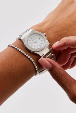 Cernucci White Dial Polished Watch - Silver