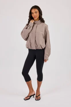Check Nylon Jacket - Beige