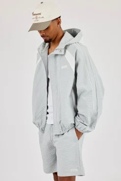 Check Panelled Hooded Windbreaker - Green
