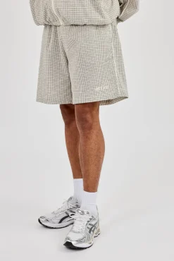 Check Relaxed Short With Piping - Off White