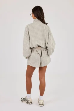 Check Twill Funnel Neck Jacket & Short & Off White