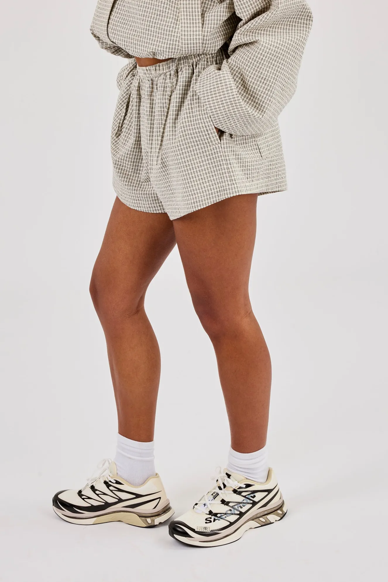 Check Twill Short - Off White