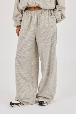 Check Twill Wide Leg Trouser - Off White