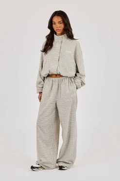 Check Twill Wide Leg Trouser - Off White